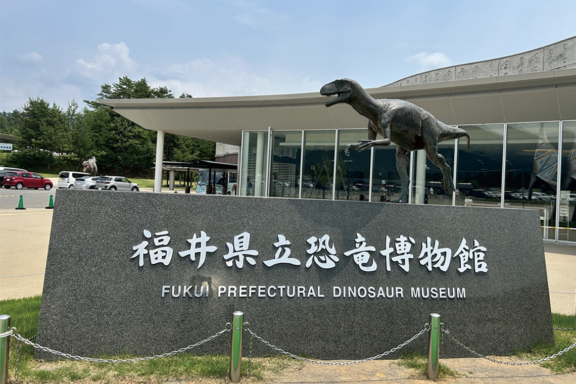 巨大な全身骨格や実物化石、復元模型を展示している福井県立恐竜博物館